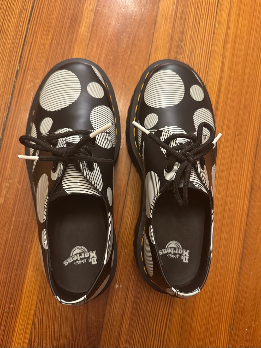 Dr. Martens Black & White Polka Dot Platform Loafers Size 7